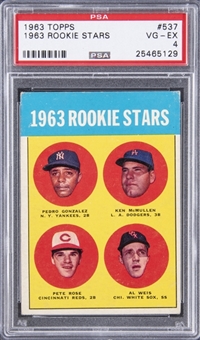 1963 Topps "1963 Rookie Stars" #537 Pete Rose Rookie Card - PSA VG-EX 4